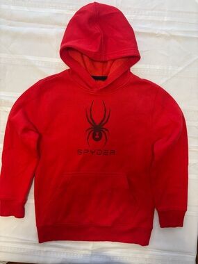 Youth Spyder Red and Black Hooded Pullover
